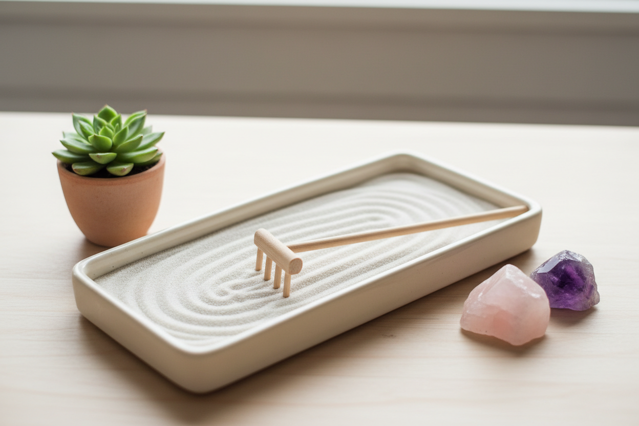 Zen Garden Succulent & Crystal Set