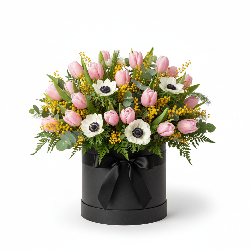 Pink Tulip Luxury Hat Box